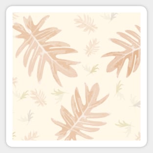 Autumn fall tan brown on cream tropical palm leaves Sticker